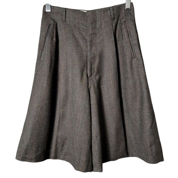 Vintage Breeches Gray Wool Plaid High Waist Wide Leg Classy Fall Shorts Size XS - Picture 1 of 7